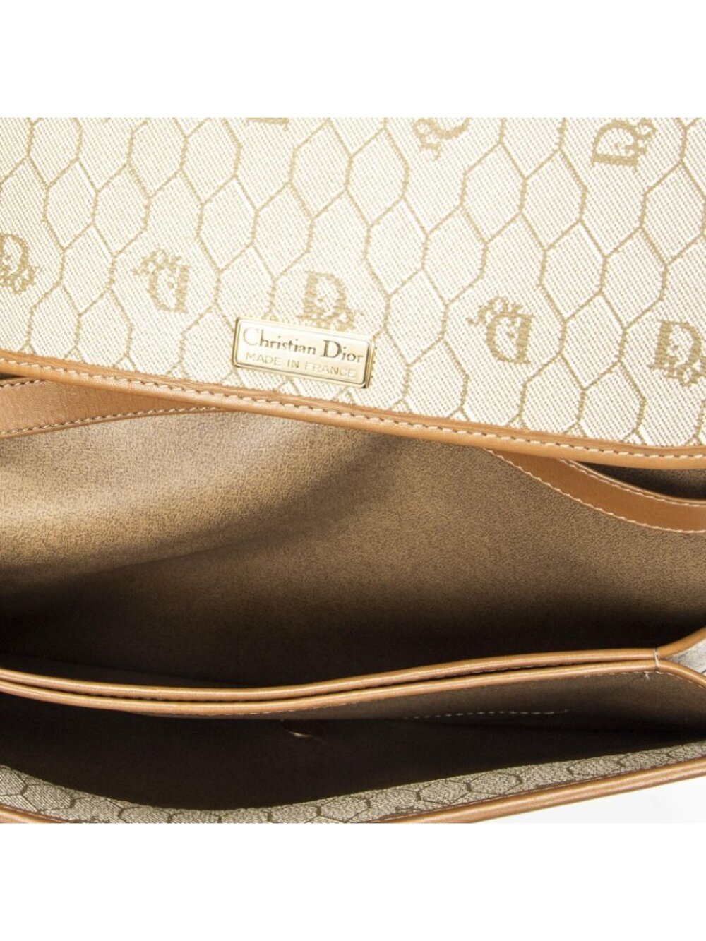 ★SOLD★ Dior Vintage Flap Clutch Beige Tan Honeycomb Canvas - Picture 9 of 10
